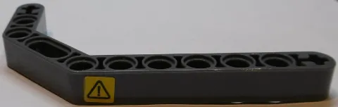 Technic, Liftarm, Modified Bent Thick 1 x 11.5 Double with Black Exclamation Mark on Yellow Background Pattern Model Right Side (Sticker) - Set 42055