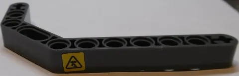 Technic, Liftarm, Modified Bent Thick 1 x 11.5 Double with Black Overhead Load Danger Sign on Yellow Background Pattern Model Left Side (Sticker) - Set 42055