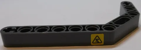 Technic, Liftarm, Modified Bent Thick 1 x 11.5 Double with Black Overhead Load Danger Sign on Yellow Background Pattern Model Right Side (Sticker) - Set 42055