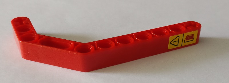 Technic, Liftarm, Modified Bent Thick 1 x 11.5 Double with Warning Sign and Fire Extinguisher Pattern (Sticker) - Set 42082