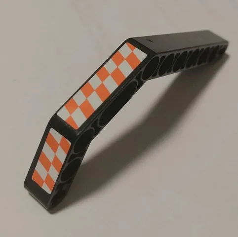 Technic, Liftarm, Modified Bent Thick 1 x 11.5 Double with White and Orange Checkered Pattern Model Right Side (Stickers) - Set 8162