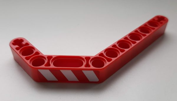 Technic, Liftarm, Modified Bent Thick 1 x 11.5 Double with Red and White Danger Stripes Pattern Model Right Side (Sticker) - Set 8294