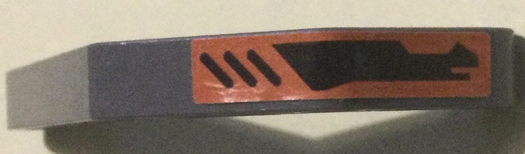 Technic, Liftarm, Modified Bent Thick 1 x 11.5 Double with Black Diagonal Striped Air Vent and Mechanical Shape on Red Background Pattern Model Left Side (Sticker) - Set 7721