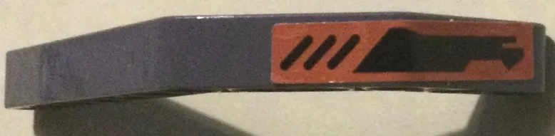Technic, Liftarm, Modified Bent Thick 1 x 11.5 Double with Black Diagonal Striped Air Vent and Mechanical Shape on Red Background Pattern Model Right Side (Sticker) - Set 7721