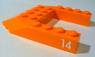 Wedge 6 x 8 Cutout with White '14' Pattern on Both Sides (Stickers) - Set 10233