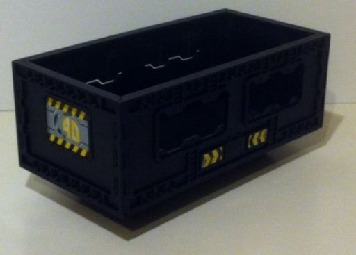 Vehicle, Forklift Load Bin (CyberMaster) with 'C4D' on Both Ends and Black and Yellow Danger Stripes on Side Pattern (Stickers) - Sets 8482 / 8483