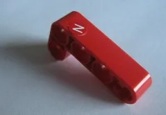 Technic, Liftarm, Modified Bent Thick L-Shape 2 x 4 with White Capital Letter N Pattern (Sticker) - Set 8386