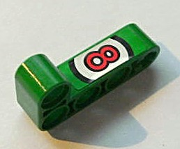 Technic, Liftarm, Modified Bent Thick L-Shape 2 x 4 with Red Number 8 in White Circle Pattern (Sticker) - Set 8236