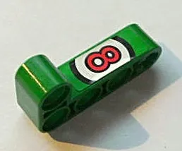 Technic, Liftarm, Modified Bent Thick L-Shape 2 x 4 with Red Number 8 in White Circle Pattern (Sticker) - Set 8236