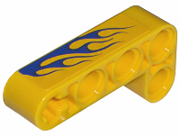 Technic, Liftarm, Modified Bent Thick L-Shape 2 x 4 with Blue Flames Pattern Model Left Side (Sticker) - Set 8651