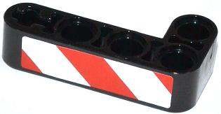 Technic, Liftarm, Modified Bent Thick L-Shape 2 x 4 with Red and White Danger Stripes Pattern Model Left Side (Sticker) - Set 42008