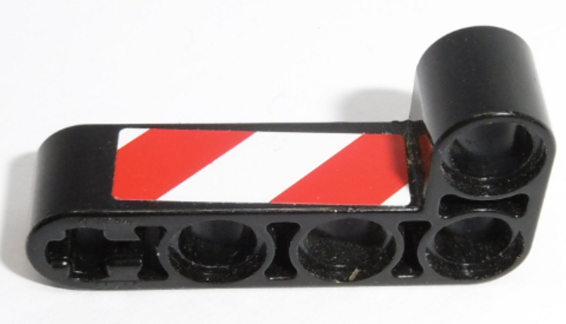 Technic, Liftarm, Modified Bent Thick L-Shape 2 x 4 with Red and White Danger Stripes Pattern (Sticker) - Set 42009