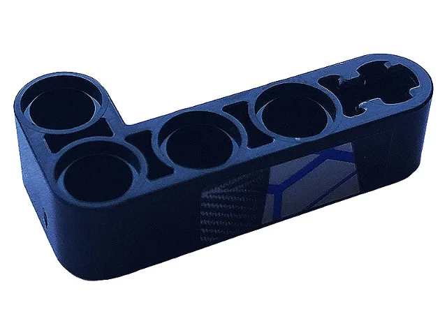 Technic, Liftarm, Modified Bent Thick L-Shape 2 x 4 with Carbon Fiber and Blue and Silver Race Pattern Model Left Side (Sticker) - Set 42123
