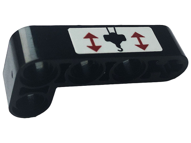 Technic, Liftarm, Modified Bent Thick L-Shape 2 x 4 with Red Arrows and Black Hook Pattern Model Right Side (Sticker) - Set 42108