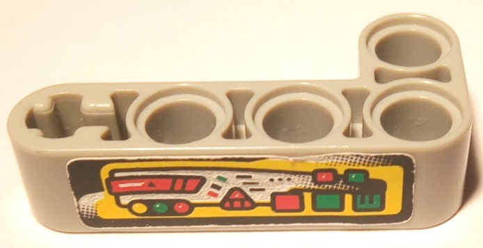 Technic, Liftarm, Modified Bent Thick L-Shape 2 x 4 with Control Panel with Green, Red and Yellow Buttons and Lights Pattern (Sticker) - Set 8446