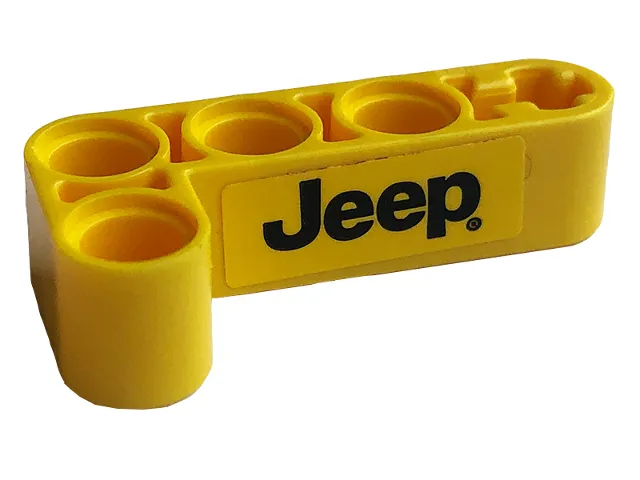 Technic, Liftarm, Modified Bent Thick L-Shape 2 x 4 with Black Jeep Logo Pattern Model Left Side (Sticker) - Set 42122