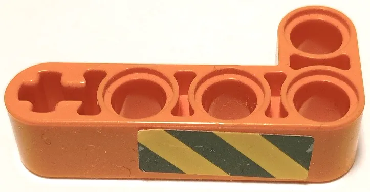 Technic, Liftarm, Modified Bent Thick L-Shape 2 x 4 with Black and Yellow Danger Stripes Pattern on Outside Model Right Side (Sticker) - Set 42062