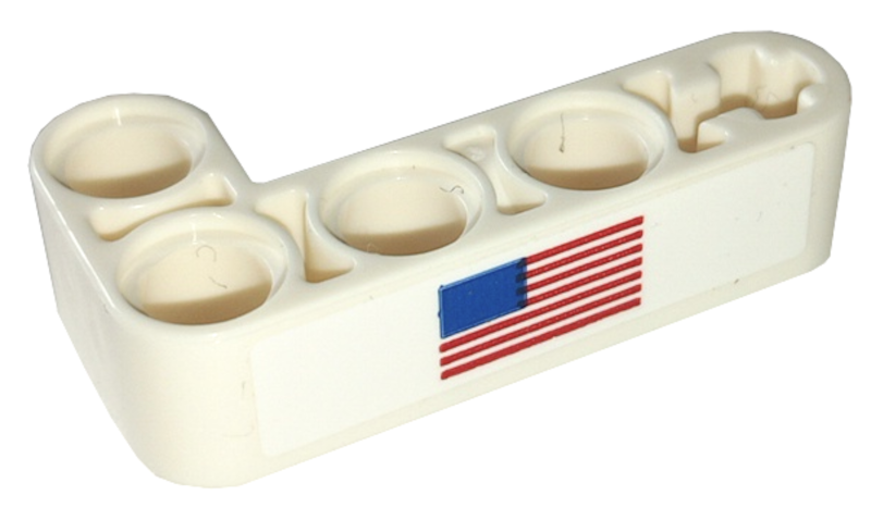 Technic, Liftarm, Modified Bent Thick L-Shape 2 x 4 with United States of America (USA) Flag Pattern (Sticker) - Set 42158