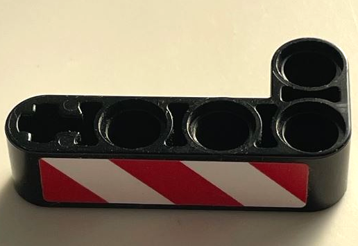 Technic, Liftarm, Modified Bent Thick L-Shape 2 x 4 with Red and White Danger Stripes Pattern Model Left Side (Sticker) - Set 42061