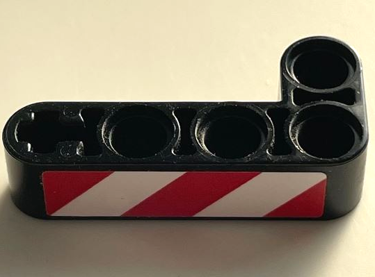 Technic, Liftarm, Modified Bent Thick L-Shape 2 x 4 with Red and White Danger Stripes Pattern Model Right Side (Sticker) - Set 42061