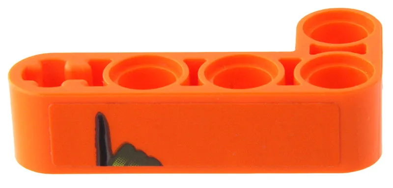 Technic, Liftarm, Modified Bent Thick L-Shape 2 x 4 with Dark Bluish Gray and Lime Hand and Black Pointing Finger Pattern Model Right Side (Sticker) - Set 42204
