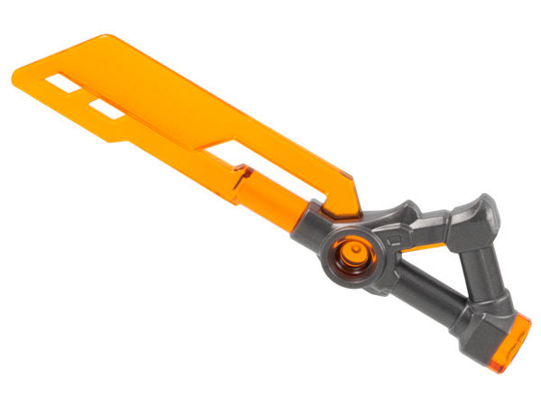 Minifigure, Weapon Sword with 3 Holes in Blade with Molded Pearl Dark Gray Triangular Hilt Pattern (Ninjago Imperium Sword)