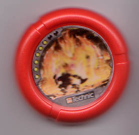 Throwing Disk with Throwbot Torch / Slizer Fire 6 Pips, LEGO Technic Logo, and Robot Fighting Fire Creature Pattern