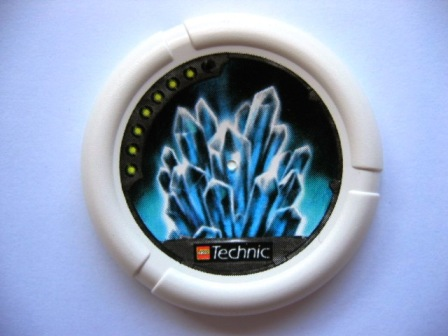 Throwing Disk with Throwbot Ski / Slizer Ice 7 Pips, LEGO Technic Logo, and Crystal Formation Pattern