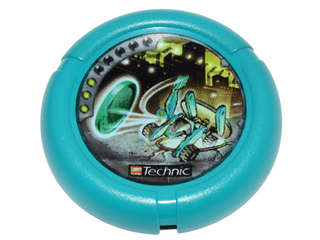 Throwing Disk with Throwbot Turbo / Slizer City 3 Pips, LEGO Technic Logo, and Robot Throwing Disk Pattern