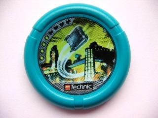 Throwing Disk with Throwbot Turbo / Slizer City 4 Pips, LEGO Technic Logo, and Flying Box in City Pattern