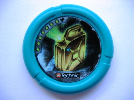Throwing Disk with Throwbot Turbo / Slizer City 7 Pips, LEGO Technic Logo, and Fuel Container Pattern