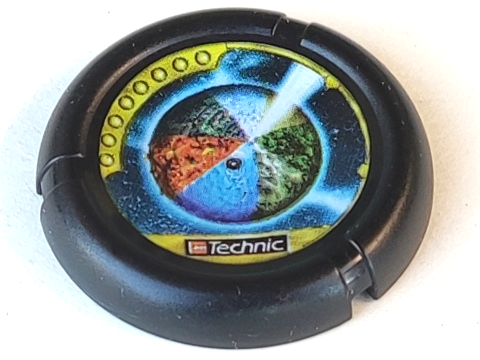Throwing Disk with Throwbot Millennia / Slizer Millennium 8 Pips, LEGO Technic Logo, and Sectioned Planet Pattern
