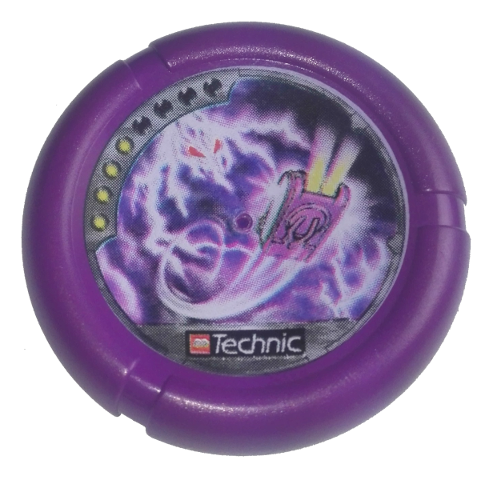 Throwing Disk with Throwbot Electro / Slizer Energy 4 Pips, LEGO Technic Logo, and Flying Box and Lightning Creature Pattern