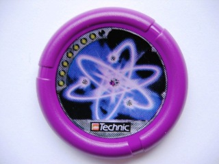Throwing Disk with Throwbot Electro / Slizer Energy 7 Pips, LEGO Technic Logo, and Atomic Orbitals Pattern