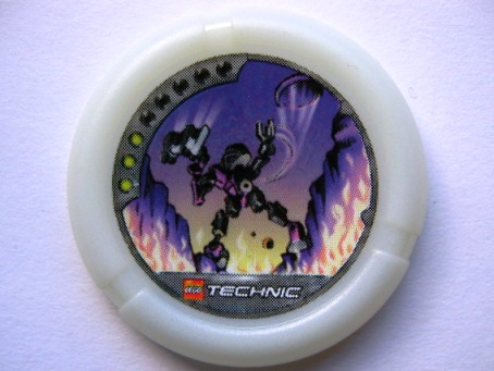 Throwing Disk with Throwbot Spark 3 Pips, LEGO Technic Logo, and Robot Throwing Disk Pattern