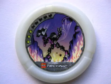 Throwing Disk with Throwbot Spark 3 Pips, LEGO Technic Logo, and Robot Throwing Disk Pattern