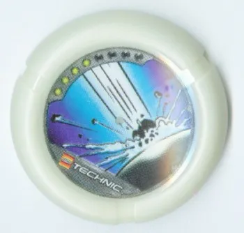 Throwing Disk with Throwbot Spark 4 Pips, LEGO Technic Logo, and Meteor Impact Pattern