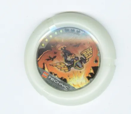 Throwing Disk with Throwbot Flare 5 Pips, LEGO Technic Logo, and Robot Flying Pattern