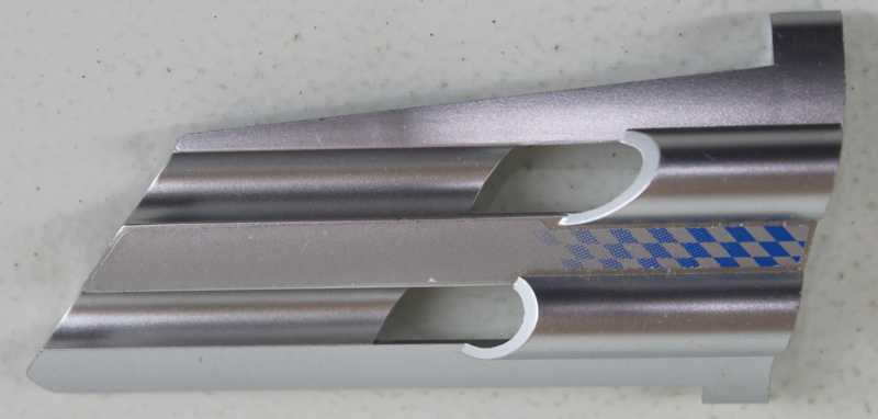 Technic, Panel Fairing # 3 Large Long, Large Holes, Side A with Fading Blue Checkered Pattern (Sticker) - Set 8458