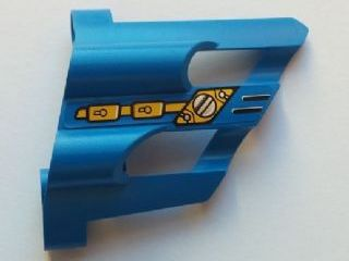 Technic, Panel Fairing # 1 Large Short, Large Holes, Side A with Silver and Yellow Mechanical Pattern (Sticker) - Set 8444