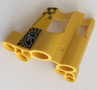 Technic, Panel Fairing # 2 Large Short, Large Holes, Side B with Stylized 'F1' and Checkered Pattern (Sticker) - Set 8445