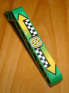 Technic, Liftarm, Modified Bent Thick 1 x 9 (7 - 3) with '2', Arrows and Checkered Pattern (Sticker) - Set 8241