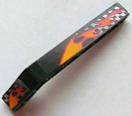 Technic, Liftarm, Modified Bent Thick 1 x 9 (7 - 3) with Flames and Silver Checkered Pattern Right (Stickers) - Set 8645
