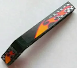 Technic, Liftarm, Modified Bent Thick 1 x 9 (7 - 3) with Flames and Silver Checkered Pattern Right (Stickers) - Set 8645