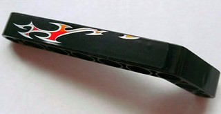 Technic, Liftarm, Modified Bent Thick 1 x 9 (7 - 3) with Flames Pattern Model Right (Sticker) - Set 8646
