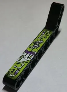 Technic, Liftarm, Modified Bent Thick 1 x 9 (7 - 3) with Purple, Silver and Lime Gauges and Levers Pattern Model Right (Sticker) - Set 8305