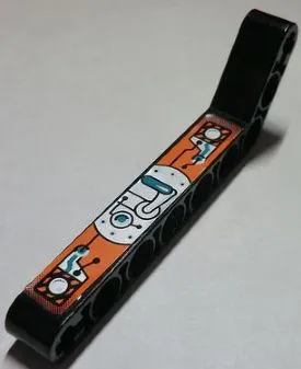 Technic, Liftarm, Modified Bent Thick 1 x 9 (7 - 3) with Dark Turquoise, Silver and Orange Gauges and Levers Pattern Model Right (Sticker) - Set 8305