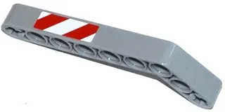 Technic, Liftarm, Modified Bent Thick 1 x 9 (7 - 3) with Red and White Danger Stripes Pattern Model Left Side (Sticker) - Set 42028