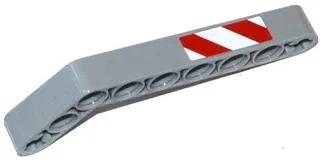 Technic, Liftarm, Modified Bent Thick 1 x 9 (7 - 3) with Red and White Danger Stripes Pattern Model Right Side (Sticker) - Set 42028