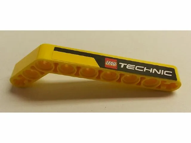 Technic, Liftarm, Modified Bent Thick 1 x 9 (7 - 3) with Black Line and LEGO TECHNIC Logo Pattern Model Left Side (Sticker) - Set 8265
